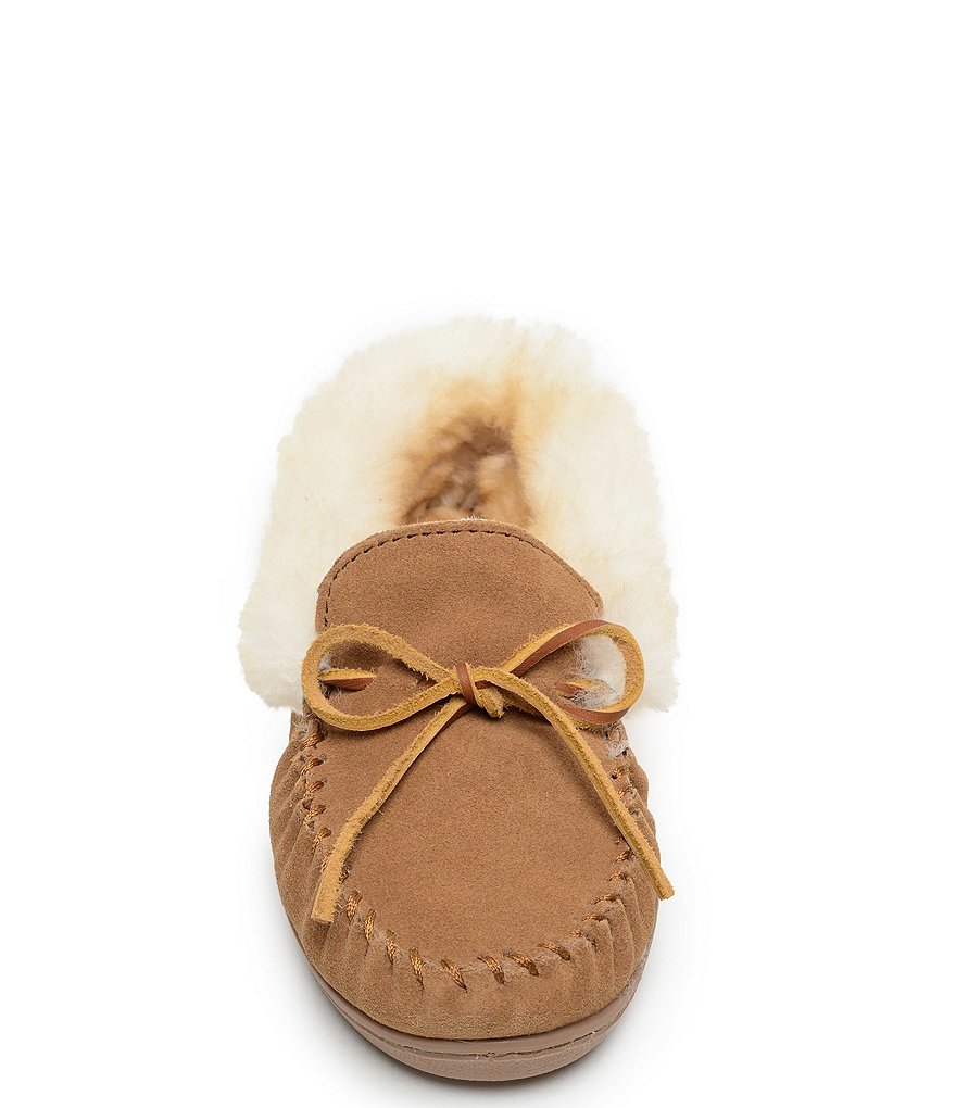 Minnetonka Alpine Suede Sheepskin Moc Slippers