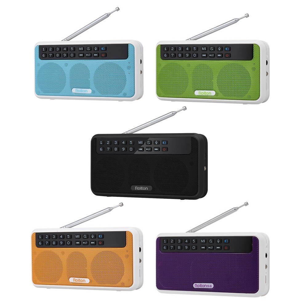 Rolton E500 Wireless Bluetooth Speaker 6W HiFi Stereo Music Player Portable Digital FM Radio w/ Flashlight LED Display Mic Support Hands-free Record TF Music Play