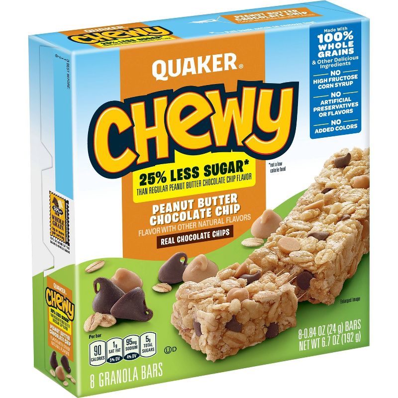 Quaker Chewy Low Sugar Peanut Butter Chocolate Chip Granola Bars - 8ct