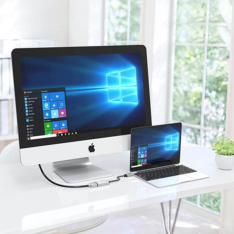 DisplayPort to HDMI Adapter ITANDA Nylon Braided GoldPlated MDP to HDMI Adapter for HP ThinkPad AMD NVIDIA Desktop and More Male to Female Space Grey Grey