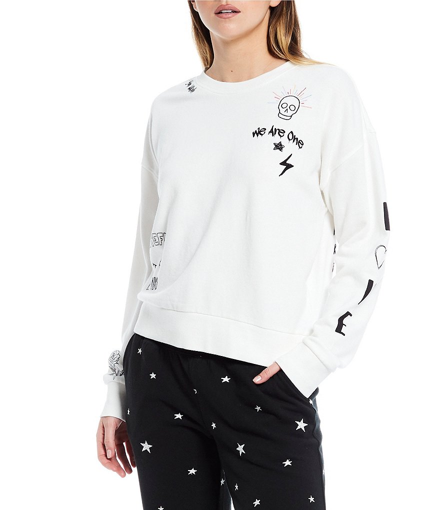 PJ Salvage Doodle Print French Terry Sleep Top