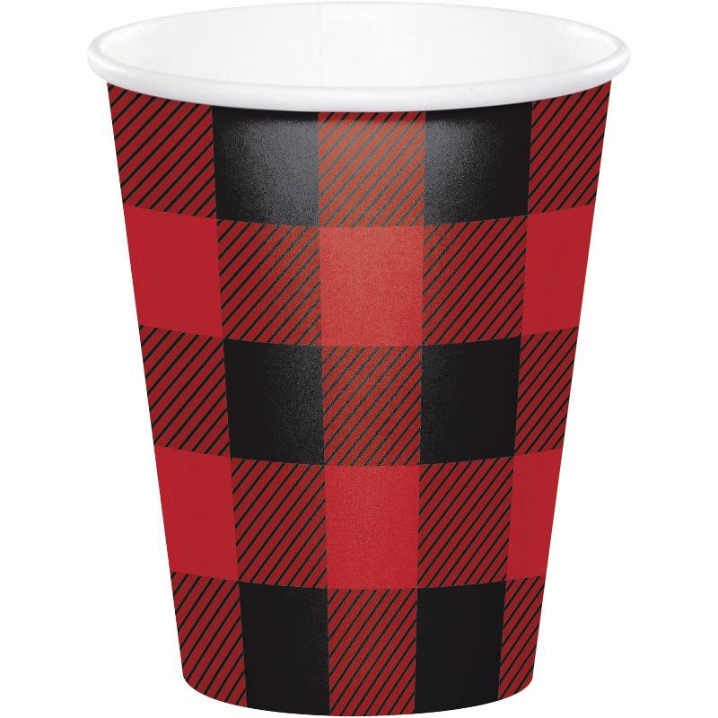 81pk Buffalo Plaid Party Supplies Disposable Dinnerware Set Red/Black