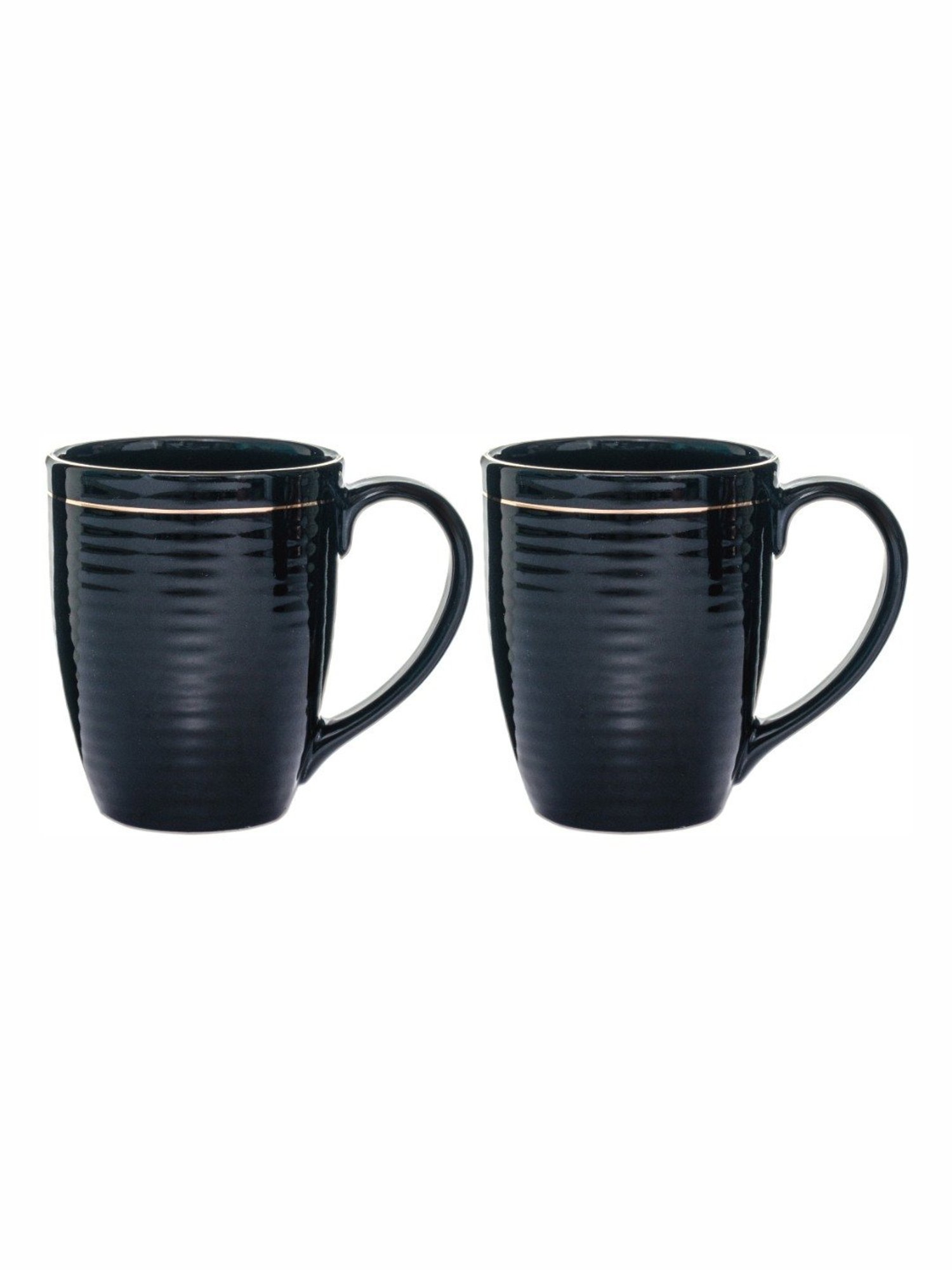 ROXX Black Stoneware Gold Line Coffee Mug - Set of 2