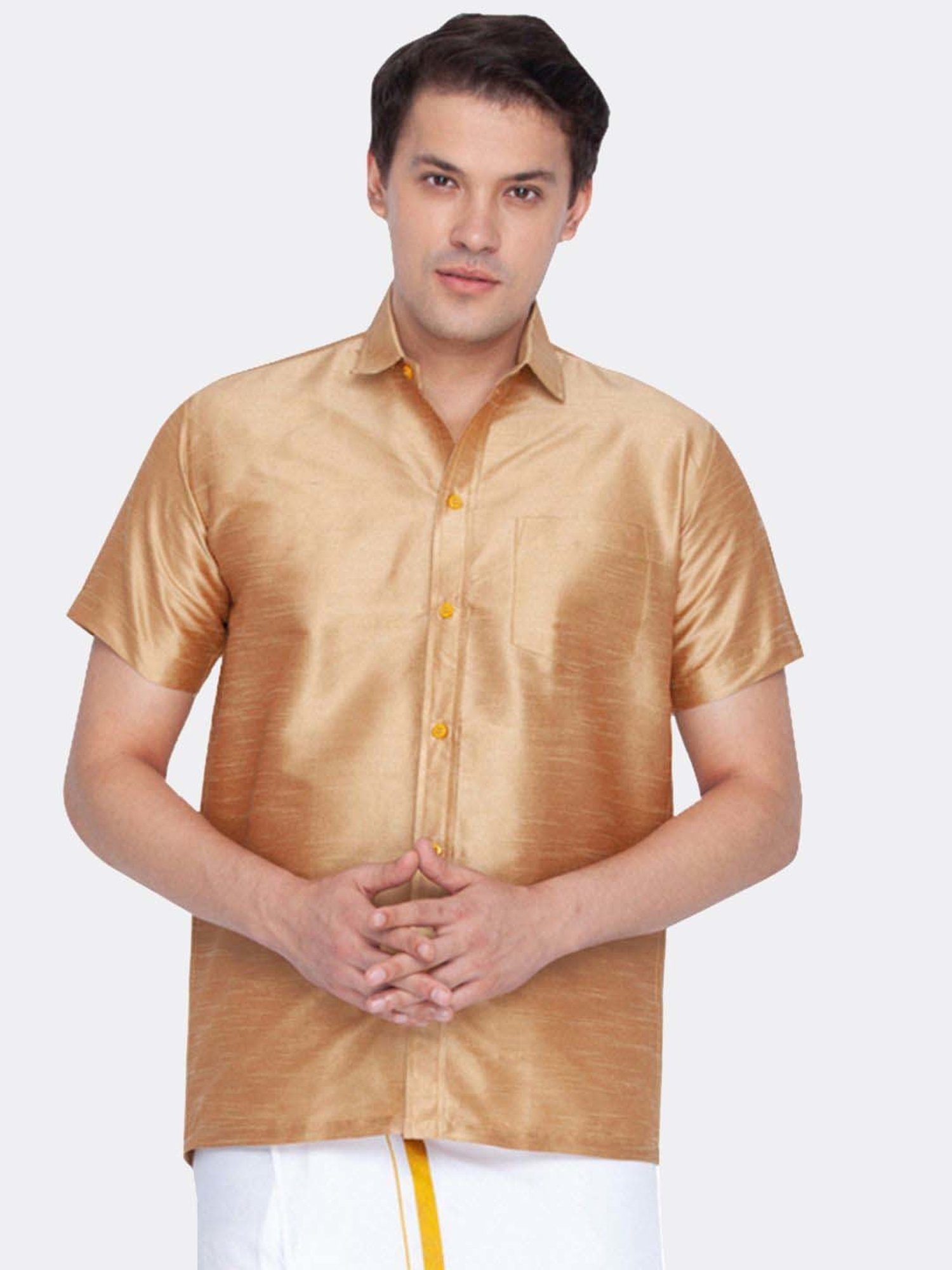 Ramraj Red Cotton Regular Fit Shirt
