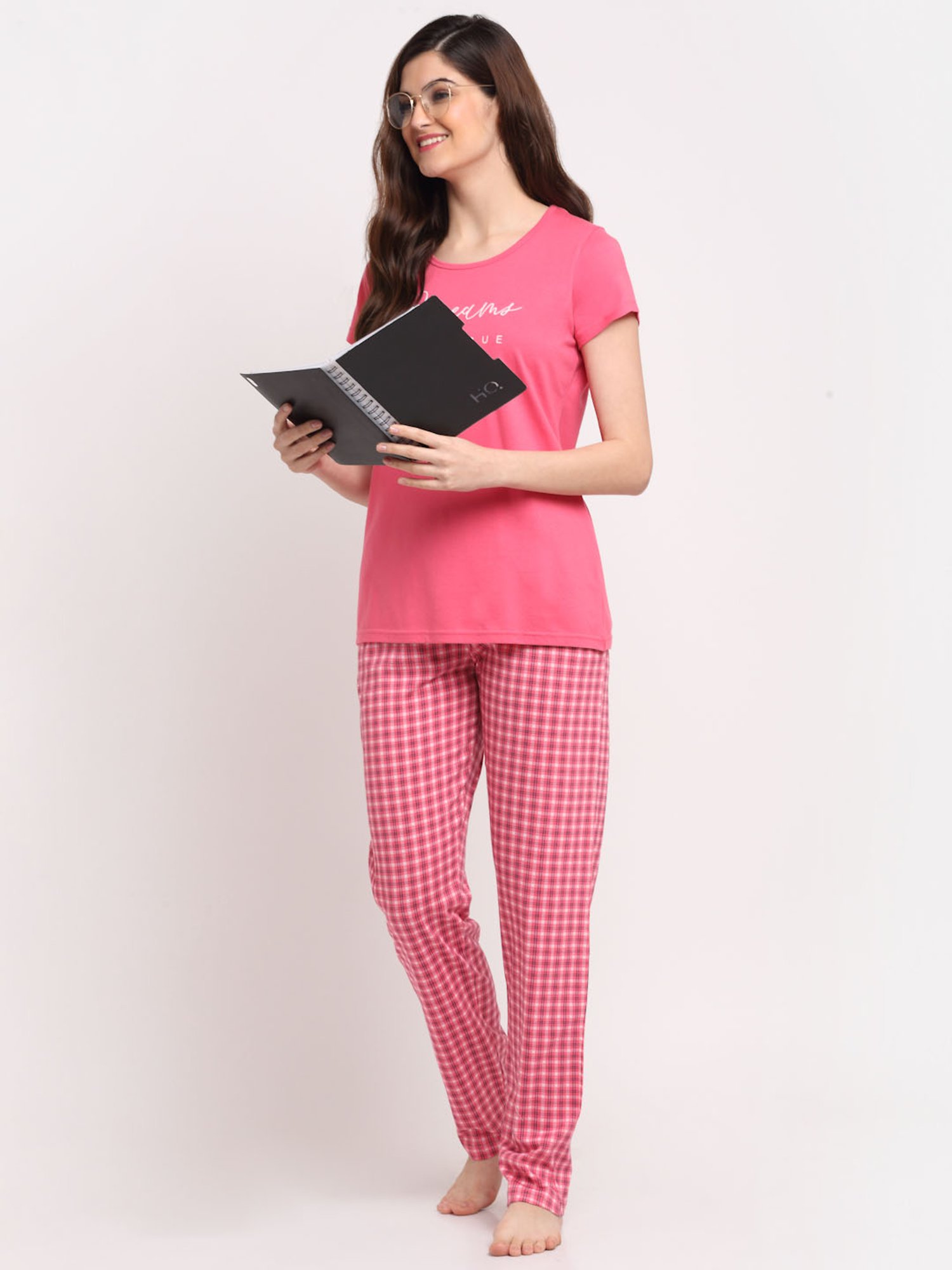 Kanvin Pink Graphic Print Top with Pyajmas