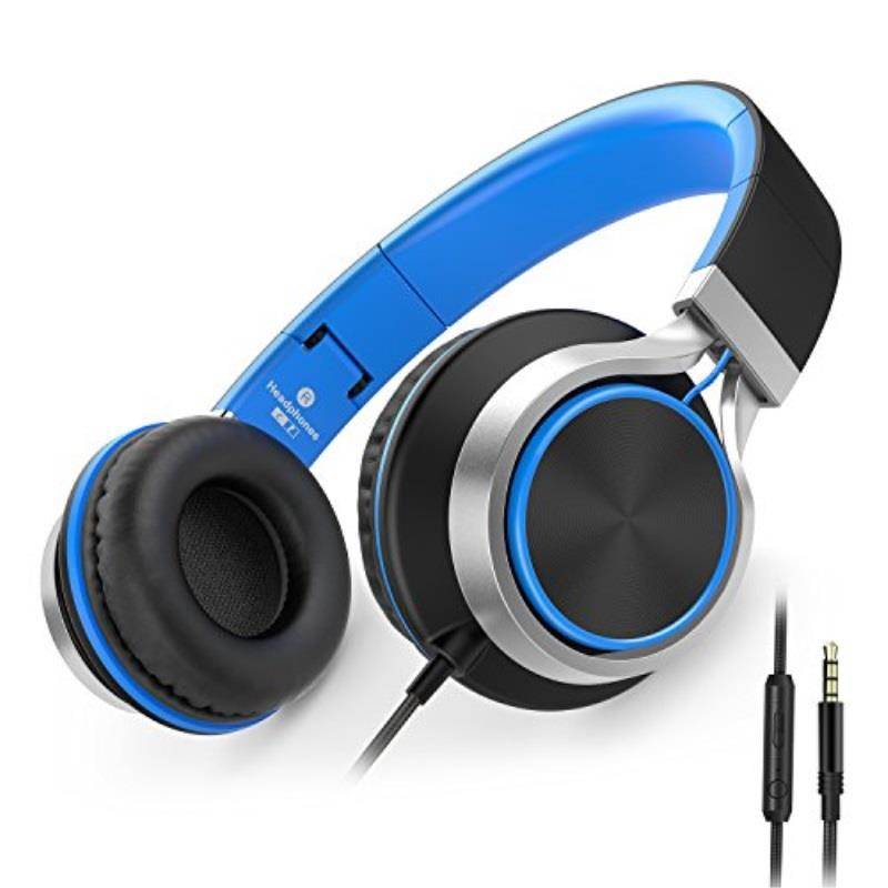 AILIHEN C8 Headphones with Microphone and Volume Control for Smartphone _Black_Blue_