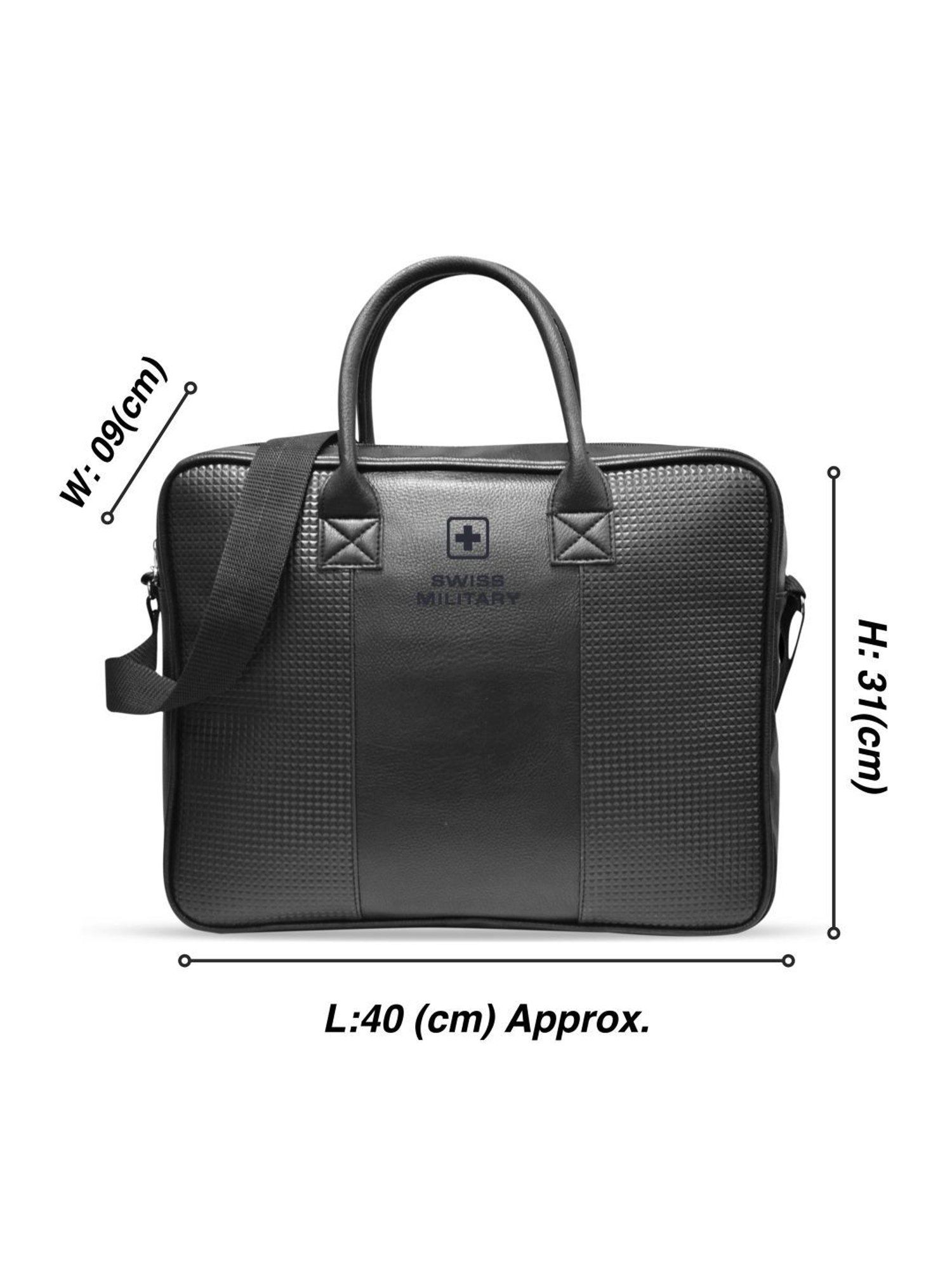 Swiss Military Black Textured Small Laptop Messenger Bag