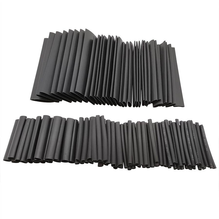 127Pcs/Set Polyolefin Shrinking Assorted Heat Shrink Tube Electrical Wrap Wire Cable Insulated Sleeving Black Heat Shrink Tubing