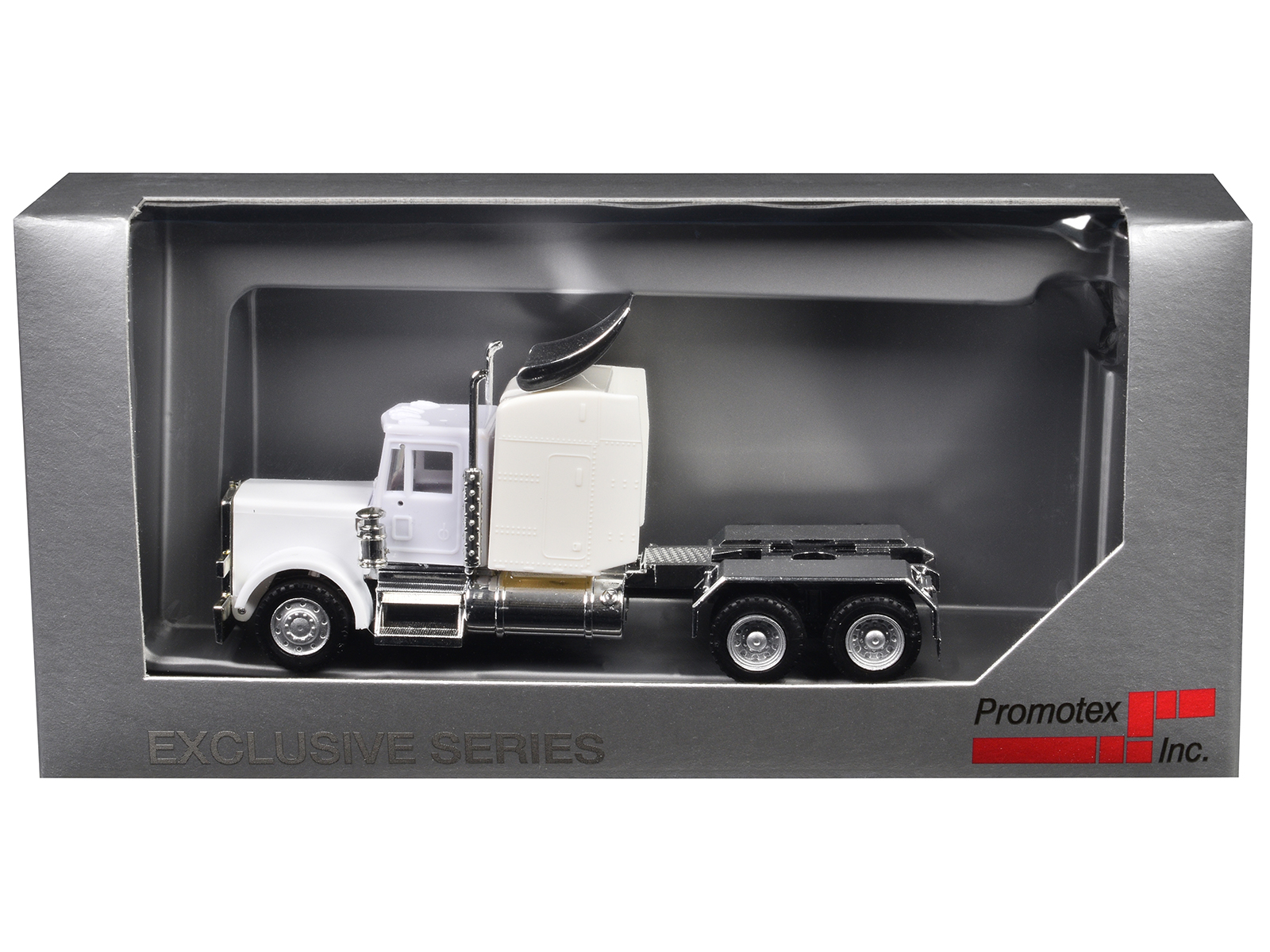 Peterbilt Sleeper Cab with Chrome Chassis White 1/87 (HO) Plastic Model Car by Promotex