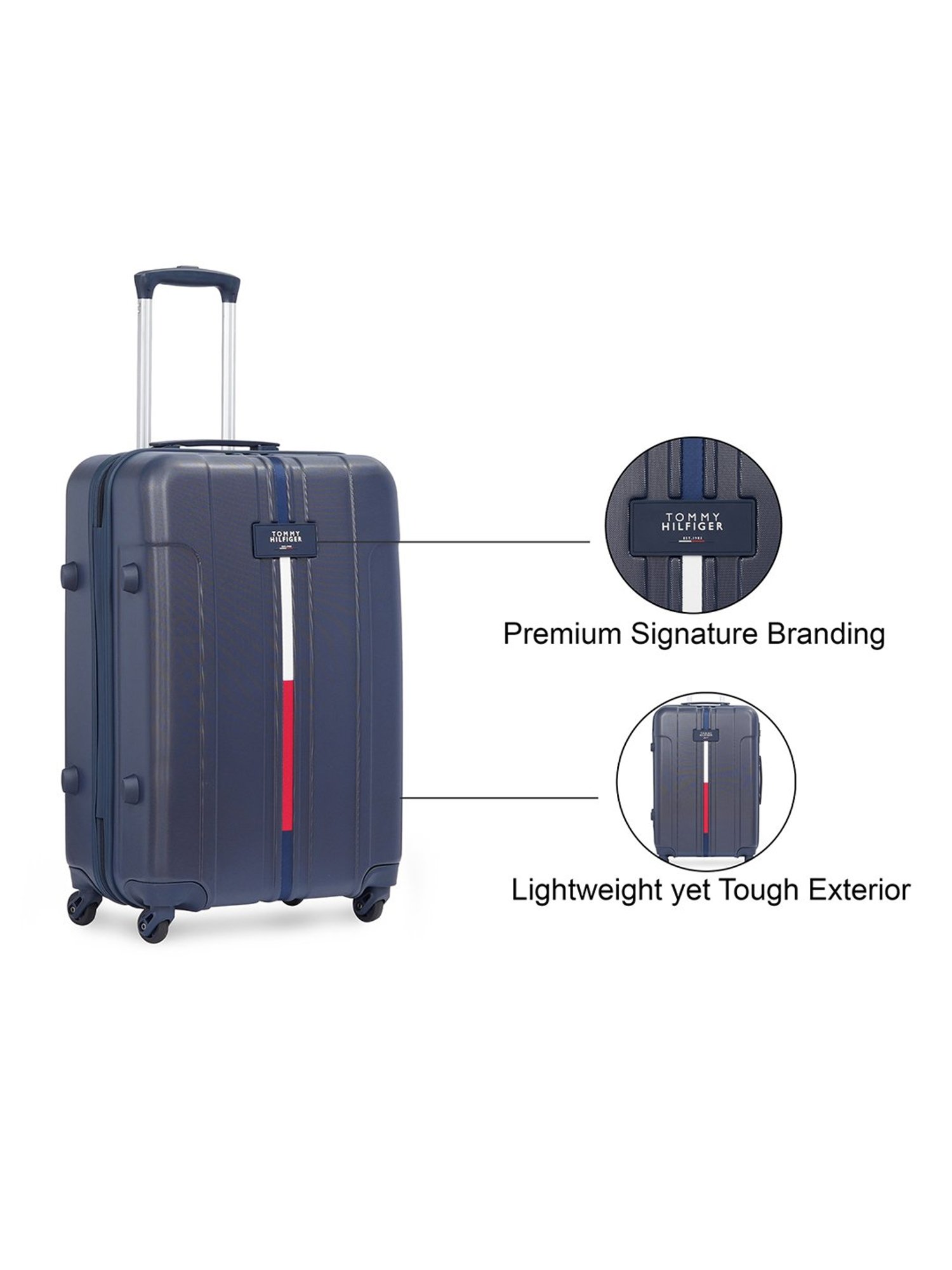 TOMMY HILFIGER Wyoming Navy 4 Wheels Small Hard Cabin Trolley Bag 55 cm