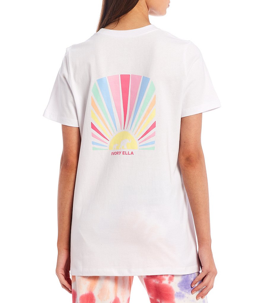 Ivory Ella Short-Sleeve Organic Cotton Logo Graphic Pocket Tee
