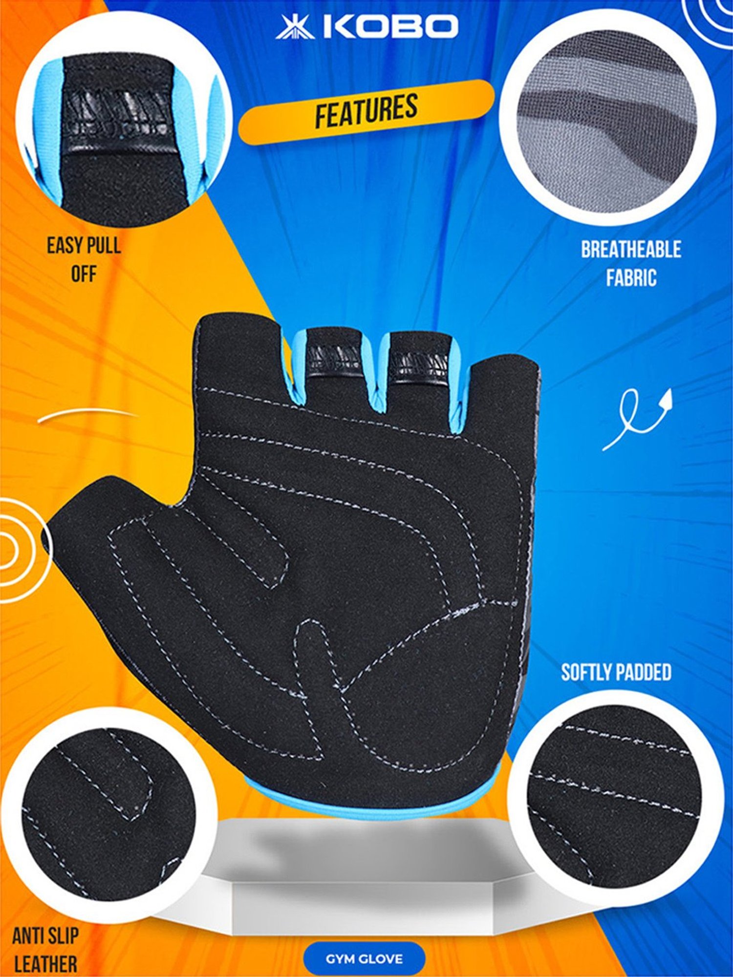 Protoner Gym Gloves with Padded Palm and Wrist Support (Black)