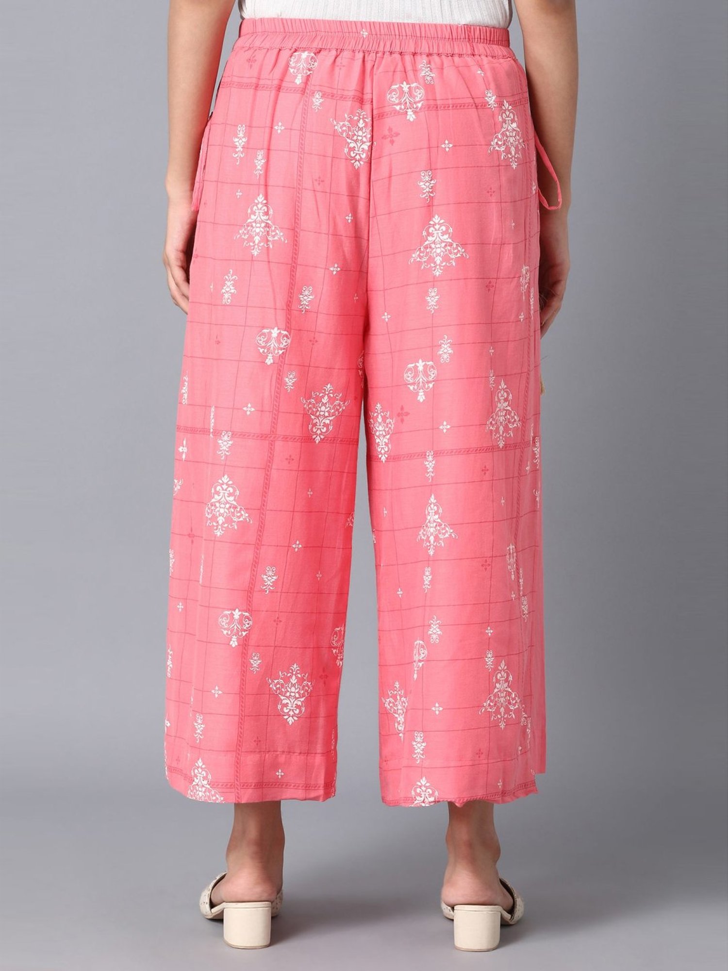 Elleven Pink Cotton Printed Palazzos