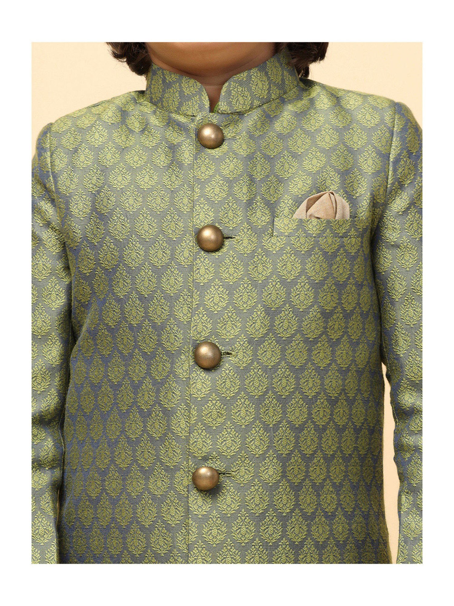 AJ Dezines Kids Black Embellished Full Sleeves Sherwani with Pants