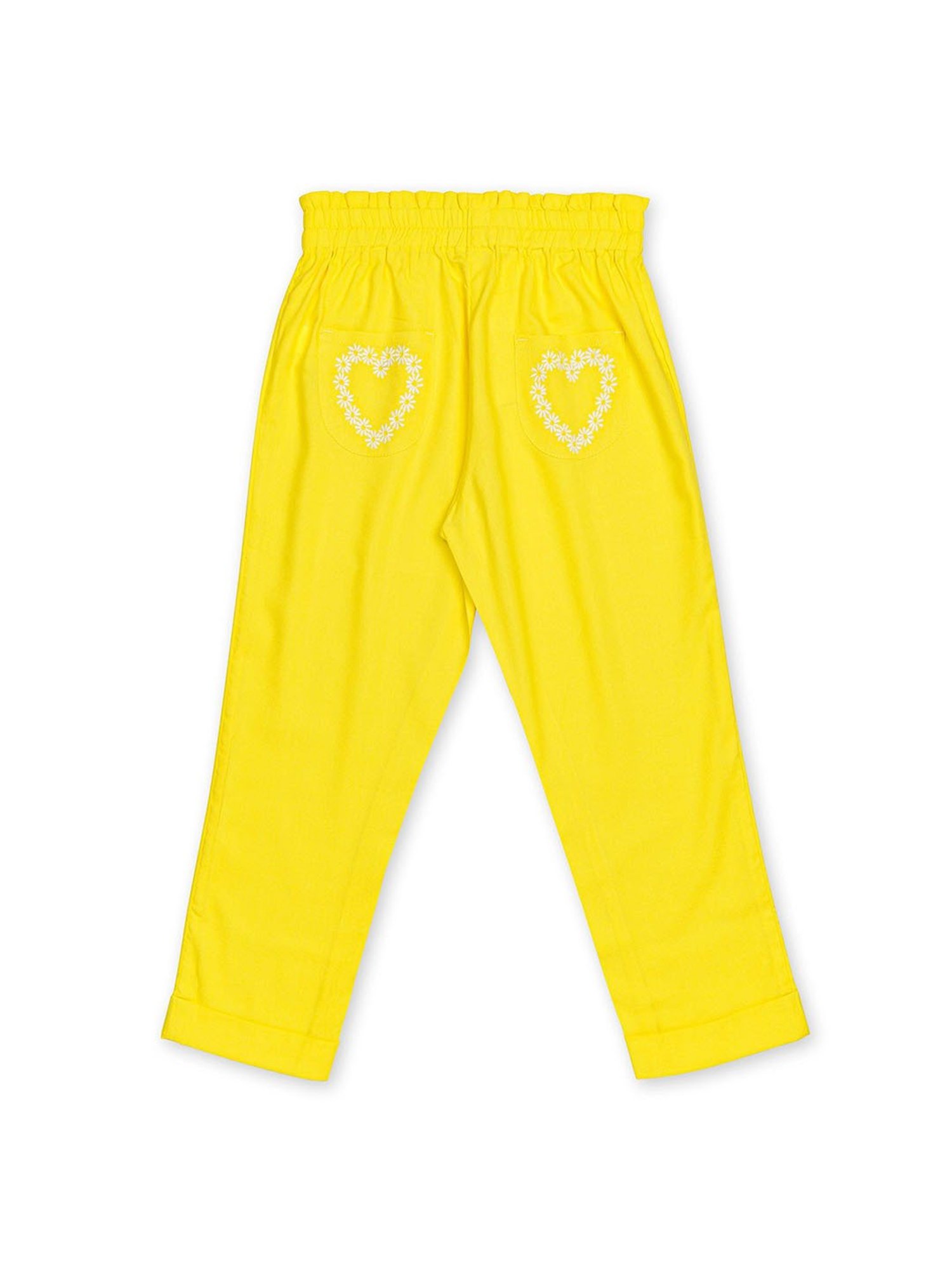 H by Hamleys Girls Yellow Solid Trousers
