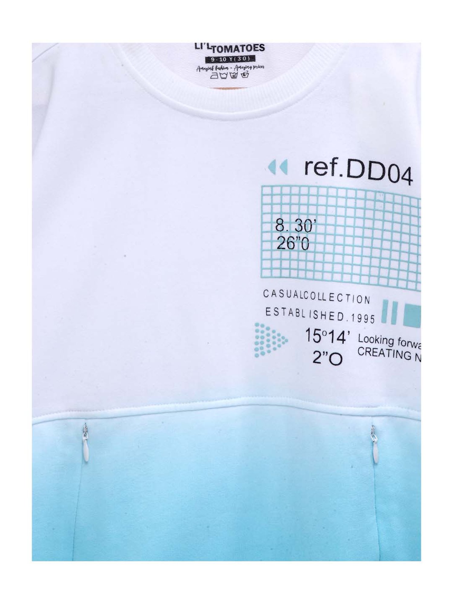 Lil Tomatoes Kids White & Blue Cotton Printed Sweatshirt