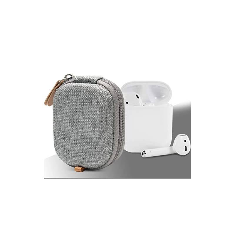 Protective Case for Airpods Handy Semihard case for airpods for travel protective and orgaize Shock and shake Proof mesh pocket for cable and other accessories Gray