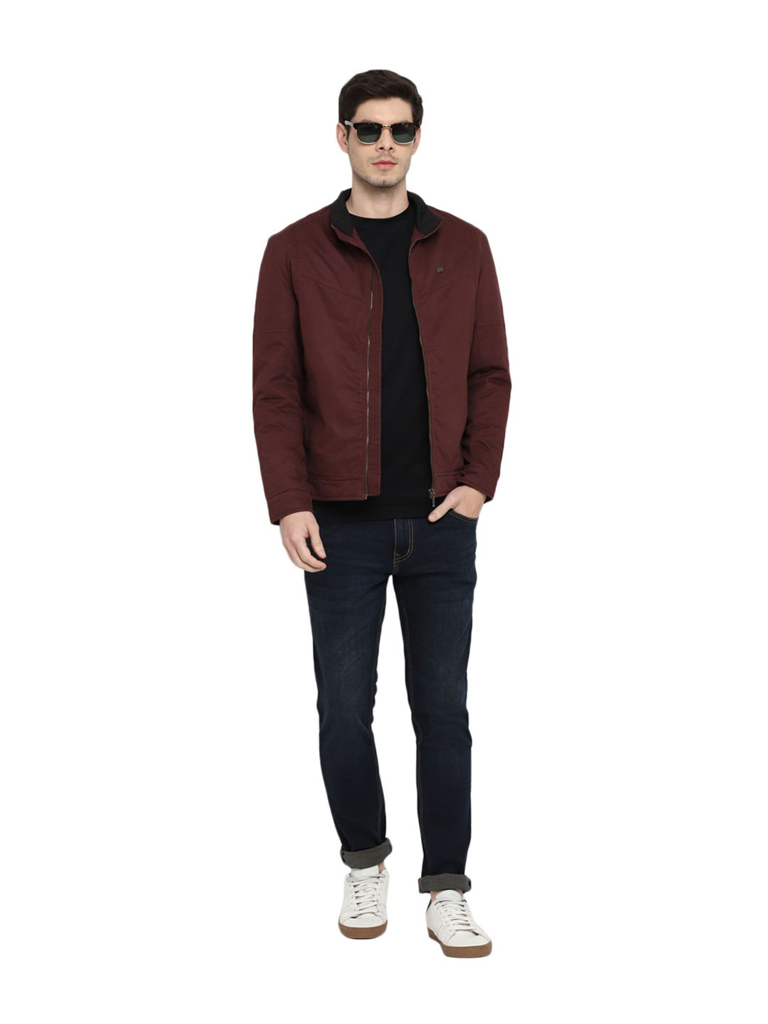 Red Chief Maroon Regular Fit Plain Jacket