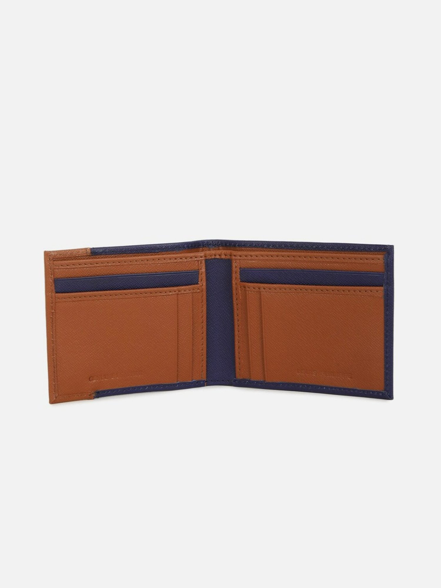 Louis Philippe Navy Leather Bi-Fold Wallet for Men