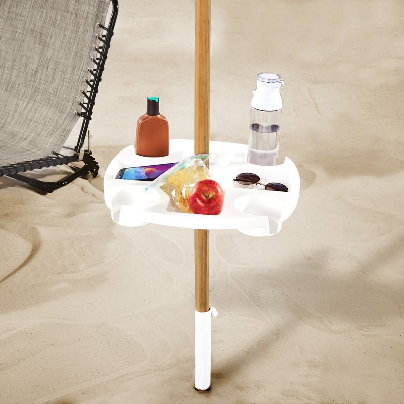 Lakeside Beach Umbrella Slide-On Pole Table Tray - Drink Holder Caddy