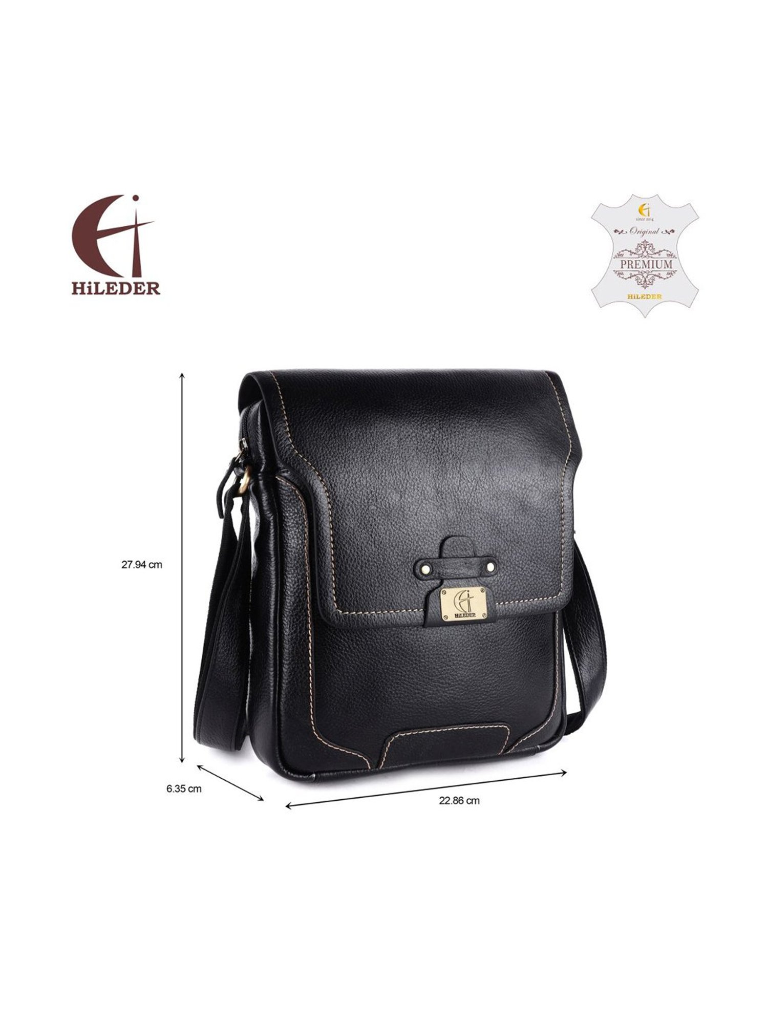 HiLEDER Black Solid Medium Cross Body Bag