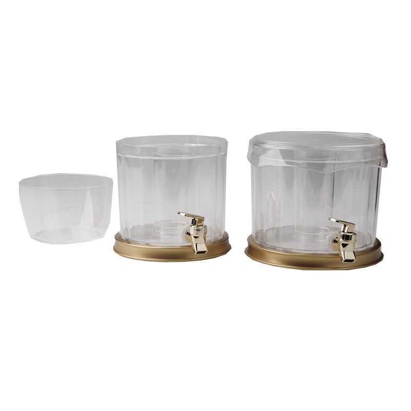 Mind Reader 1 Gallon Split Compartment Beverage Drink Dispenser with Spigot and Ice Bucket Bottom