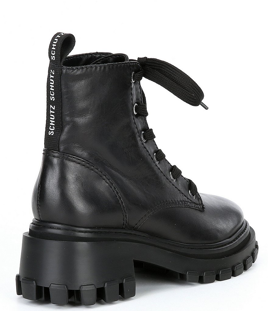 Schutz Orly Leather Lace-Up Combat Lug Sole Booties
