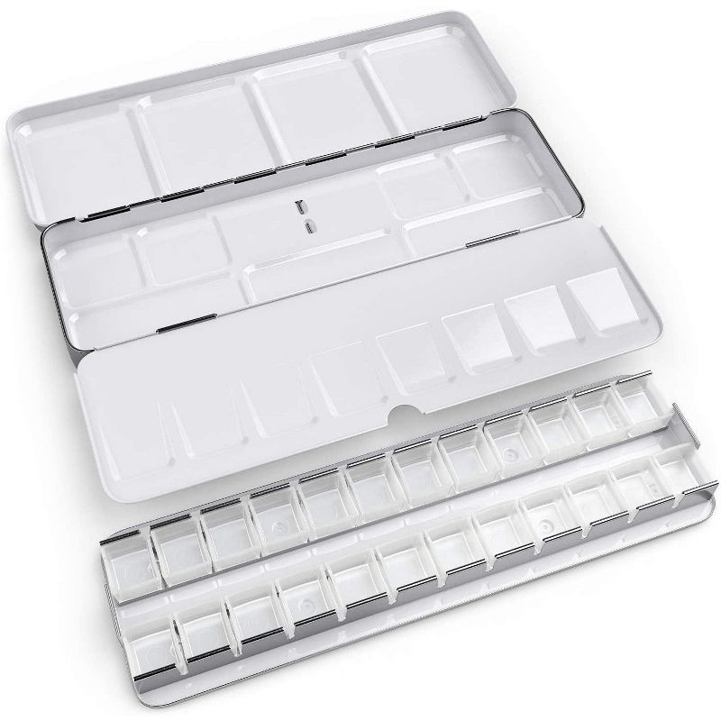 Arteza Empty Half-Pans in Tin Box - 24 Pack (ARTZ-9112)