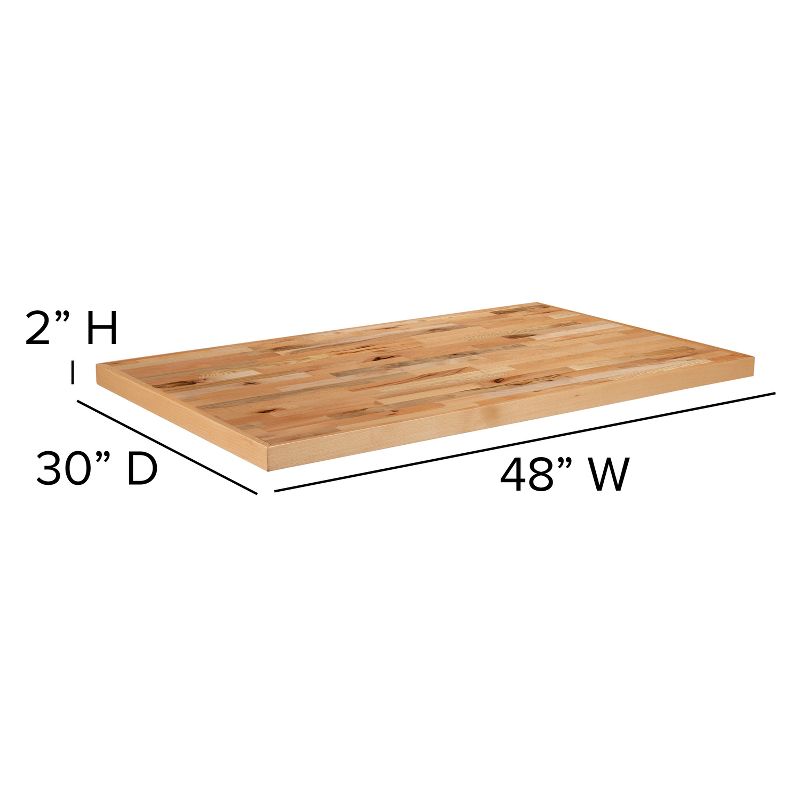 Emma and Oliver 30" x 48" Rectangle Butcher Block Style Table Top - Restaurant Table Top