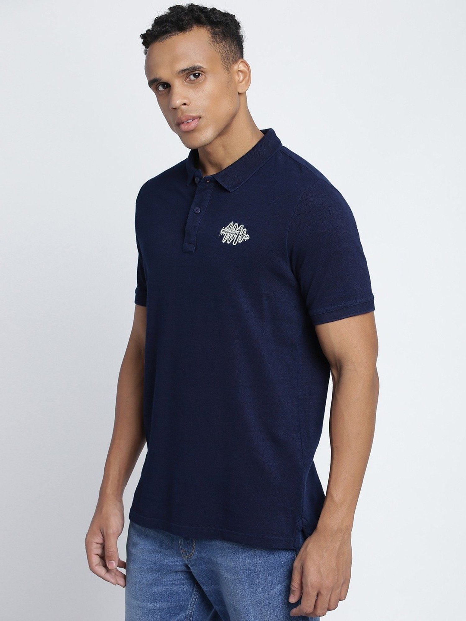 Lee Indigo Cotton Slim Fit Polo T-Shirt