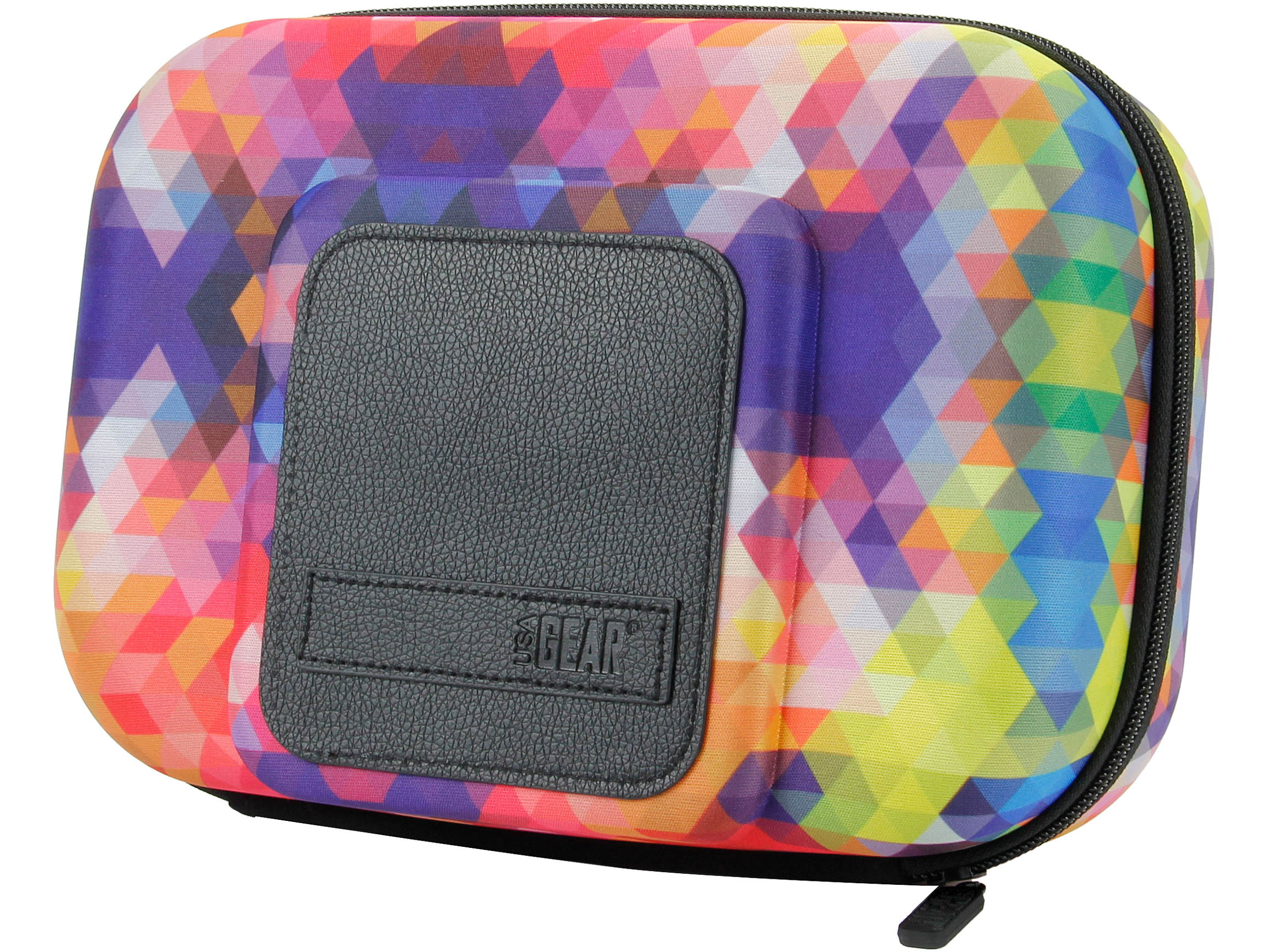 Hard Shell GPS Carrying Case with Wrist-Strap to fit most size GPS - 2 mesh pockets, 3 internal accessory storage bags; soft scratch-protective interior lining (Geometric Design)