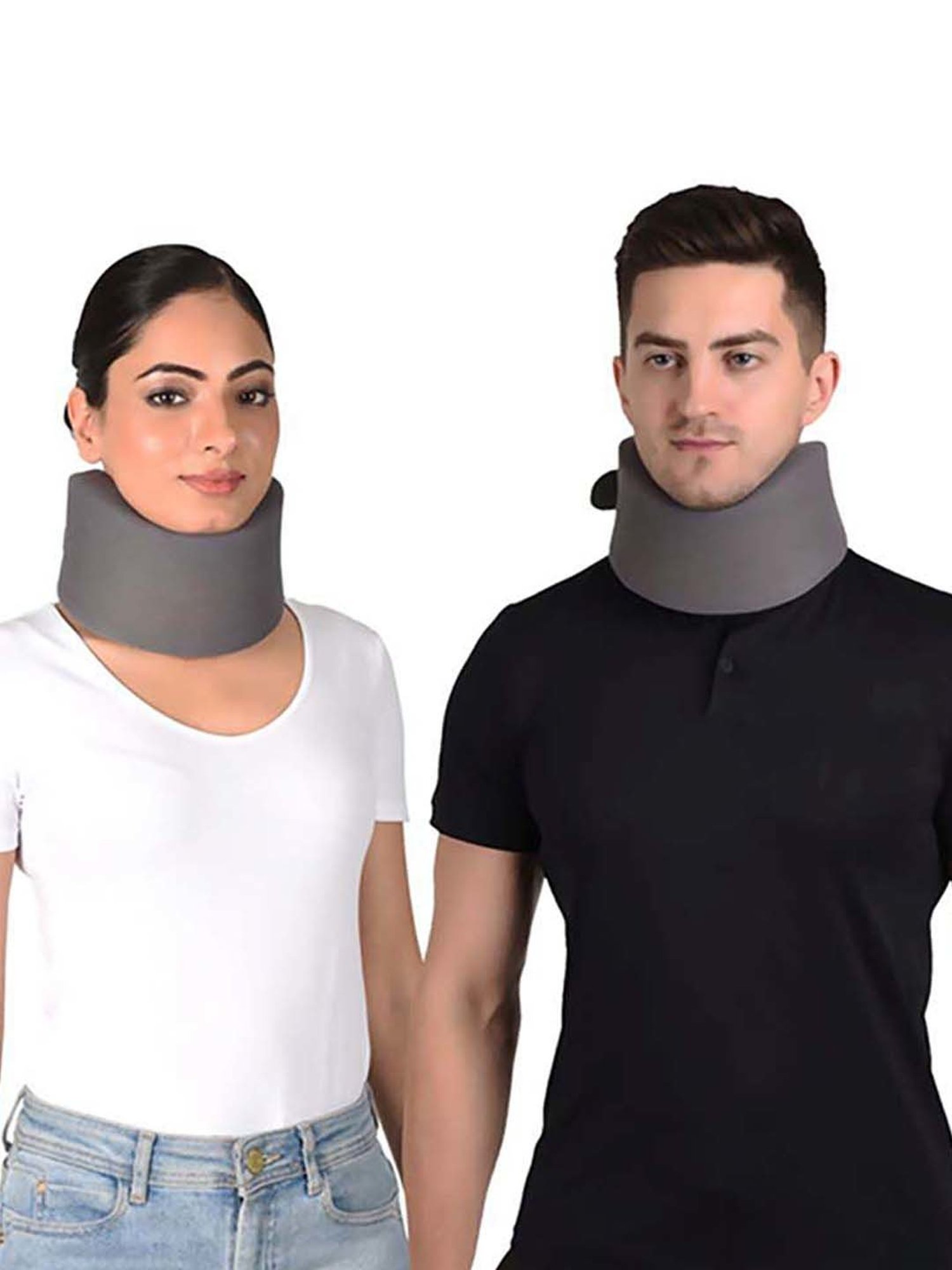 AccuSure Soft Cervical Collar Support Adjustable Neck Brace - M (Grey)