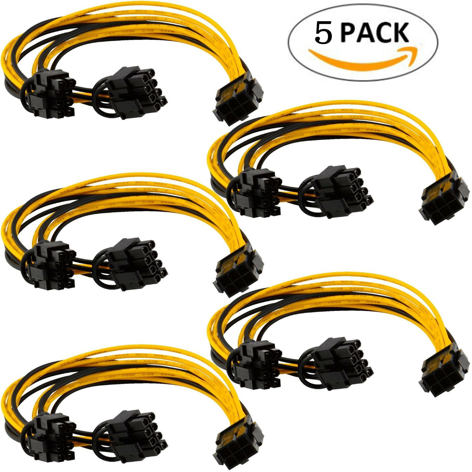 5PCS PCI-E 6-pin to Dual 6+2-pin (6-pin/8-pin) Power Splitter Cable Graphics Card PCIE PCI Express 6Pin to Dual 8Pin Power Cable