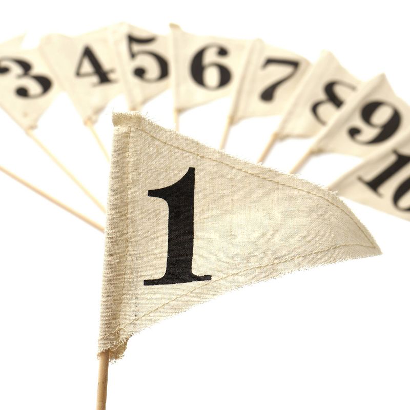 Number 1-10 Linen Pennant Table Party Decoration and Accessory Brown