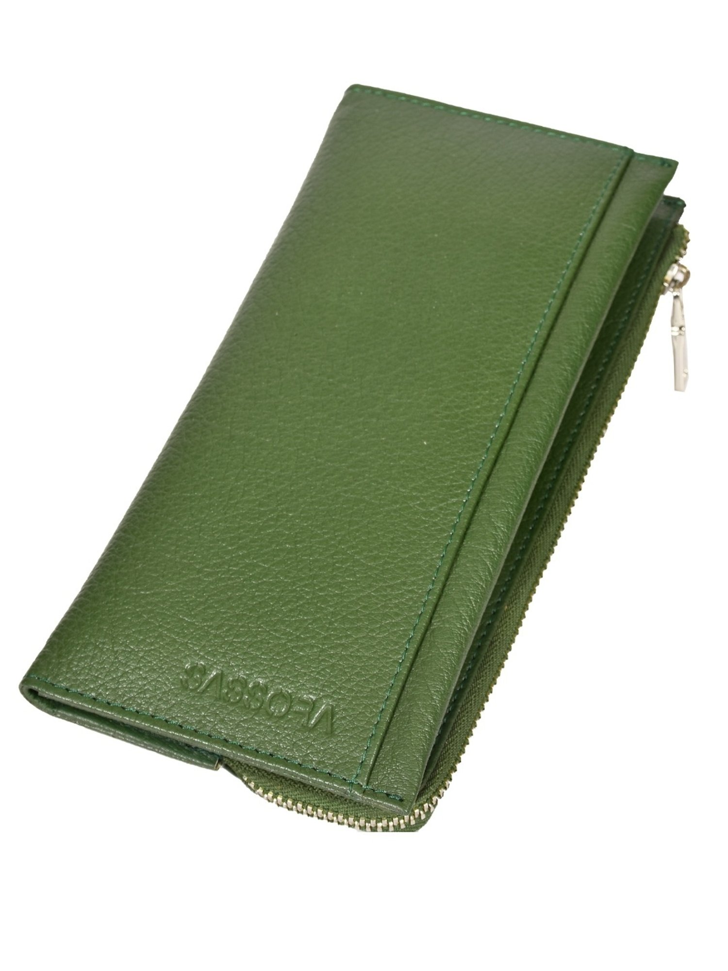 SASSORA EBONY Green Leather Textured Wallet