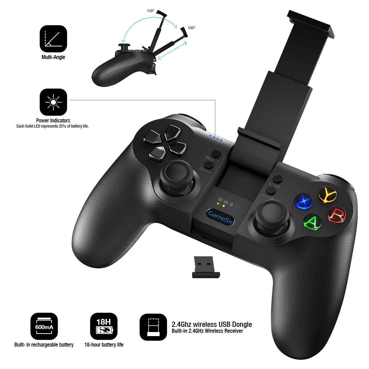 Gaming Controller 2.4G Wireless Gamepad for Android Smartphone Tablet/ PC Windows/ Steam/ Samsung VR/ TV Box/ PS3 &ndash; Android