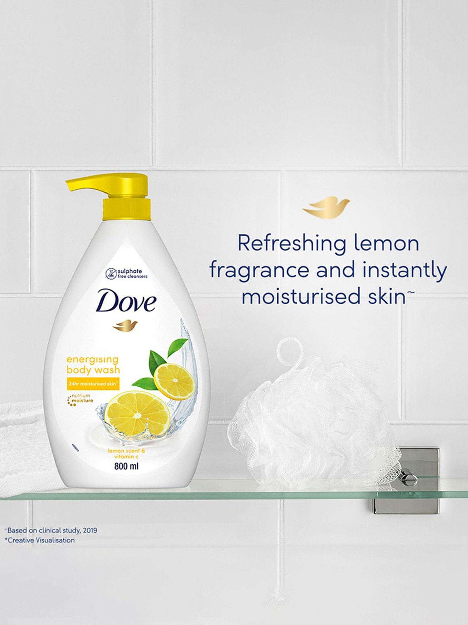 Dove Energising Body Wash with Lemon Scent & Vitamin C - 800 ml