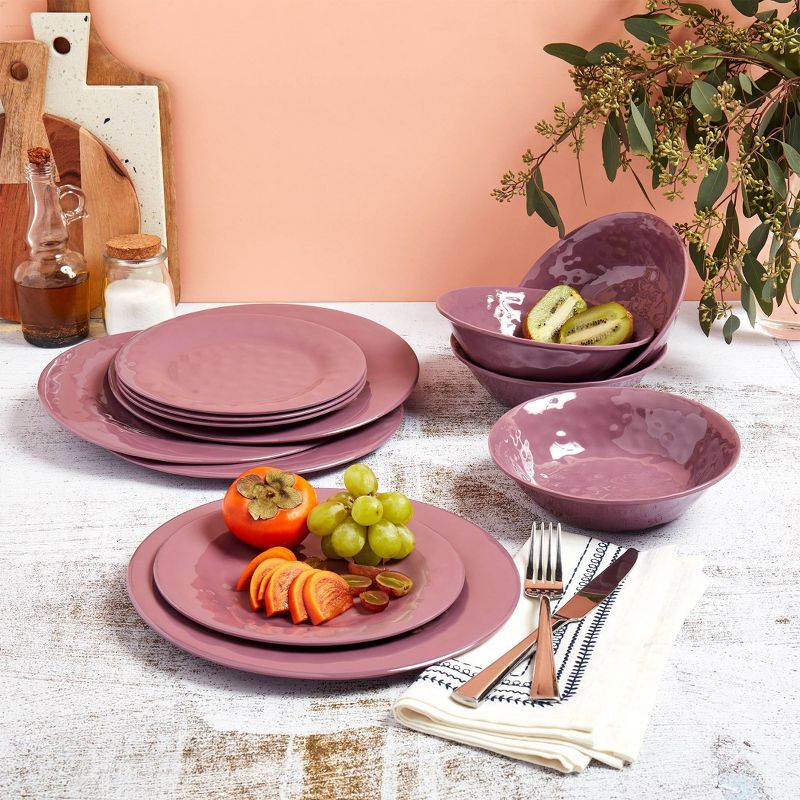12pc Melamine Orchid Dinnerware Set - Tabletops Gallery