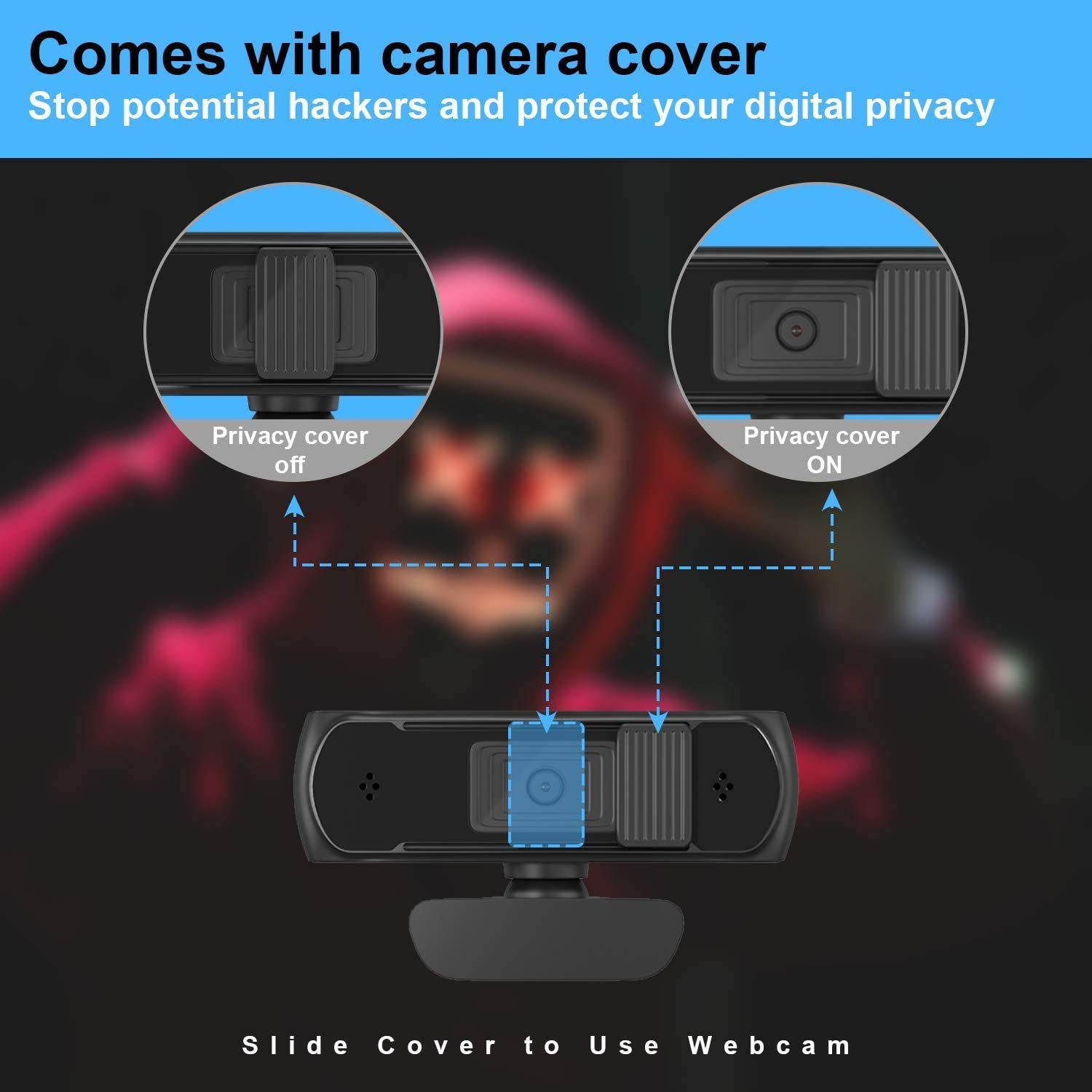 easyday Webcam with Microphone, 1080P HD USB Computer Camera with Privacy Shutter&Webcam Tripod, Streaming Webcam with Flexible Rotable Wide Angle Webcam for PC Zoom Video/Gaming/Laptop