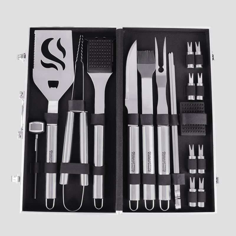 Royal Gourmet 20pc Stainless Steel Barbecue Grilling Accessories Set With Aluminum Case