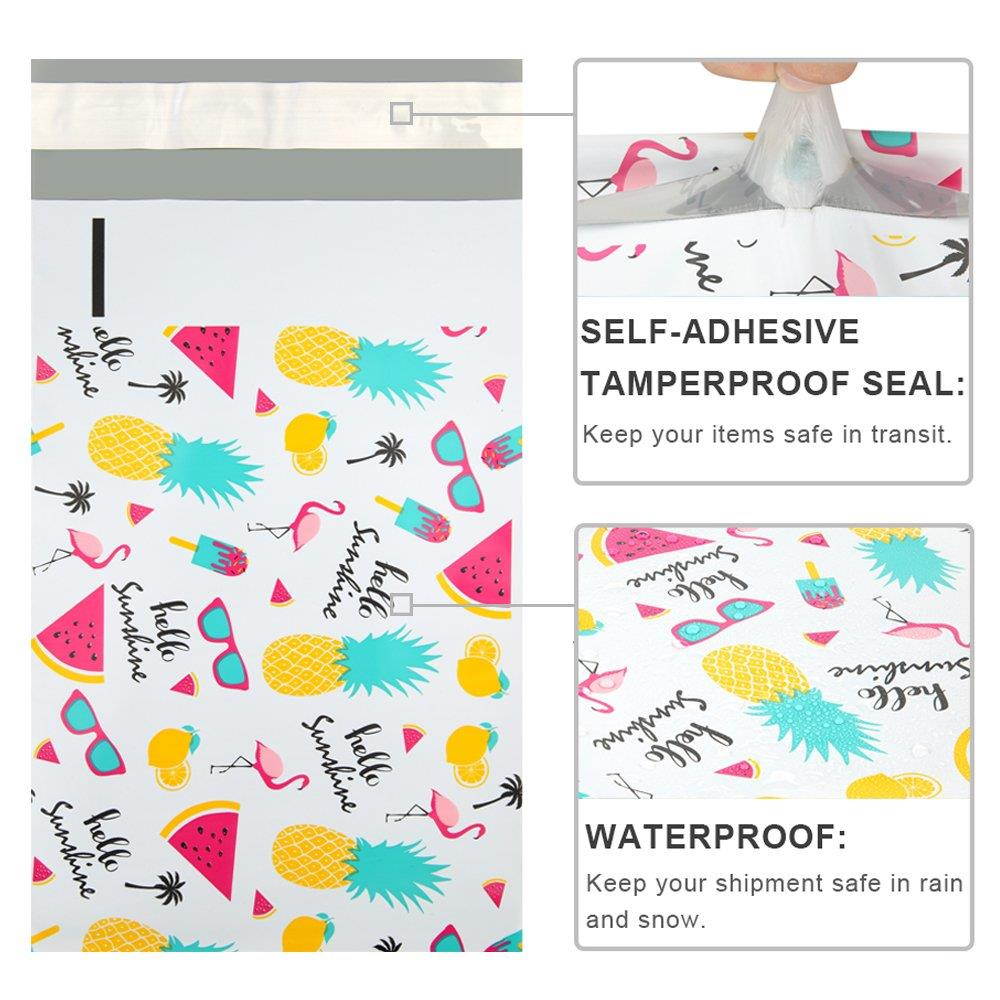 UCGOU 6X9" Poly Mailers Shipping Envelopes Boutique Custom Bags Waterproof and Tear-Proof Postal Printed Bags, Summer Element Designer, Thickness 2.35MIL, Pack of 100