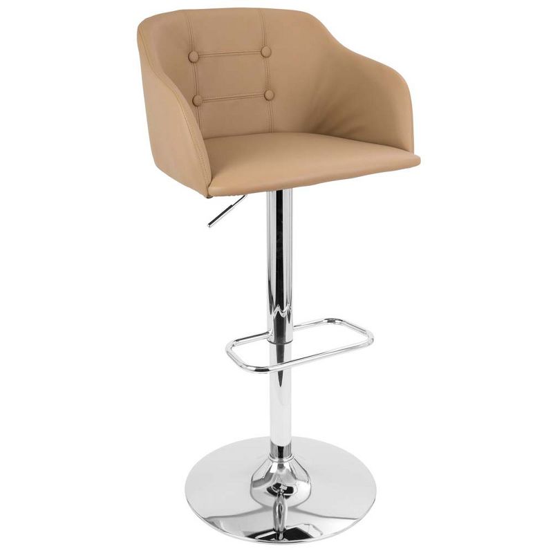 Campania Mid-Century Modern Adjustable Barstool with Swivel in Camel Faux Leather - LumiSource