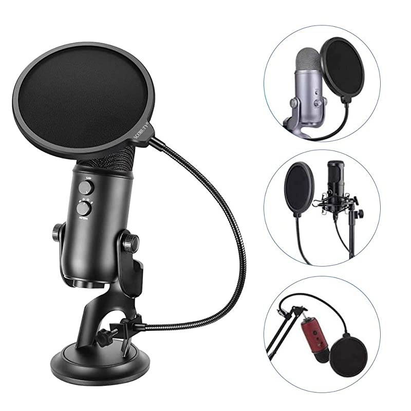Filter Mic Filter WindscreenSwivel with Double Layer Sound Shield Guard Windscreen for Mic With Flexible 360&deg; Gooseneck and Metal Stabilizing