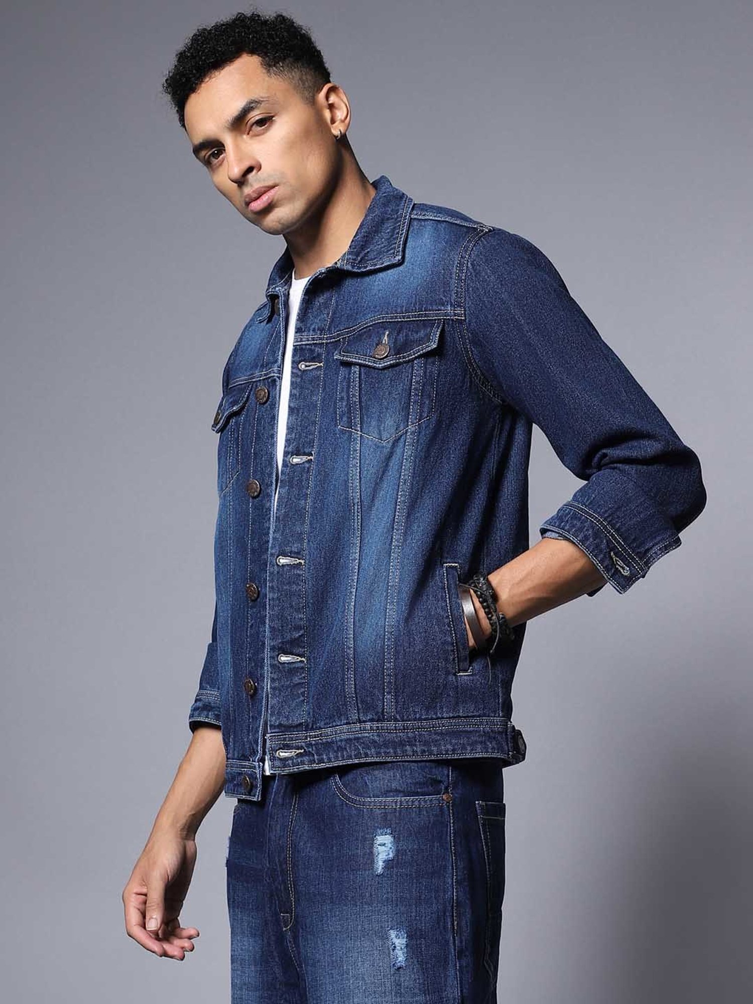 High Star Dark Blue Regular Fit Denim Jacket