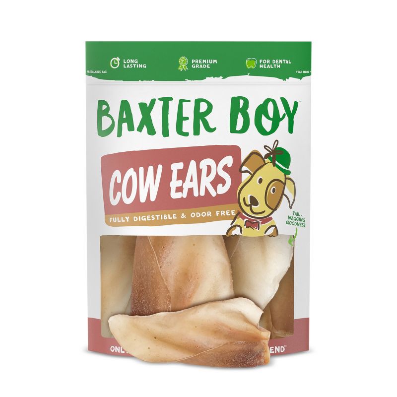 Baxter Boy Natural Cow Ears Beef Dog Treats - 15pk