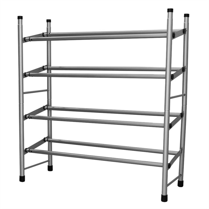 Home Basics Expandable 4 Tier Steel Shoe Rack, Chrome