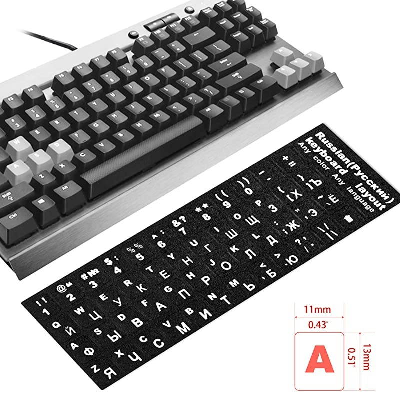 2 pcs]  Universal English Keyboard Stickers, Computer Keyboard Stickers Black Background with White Large Lettering for Computer Laptop Notebook Desktop