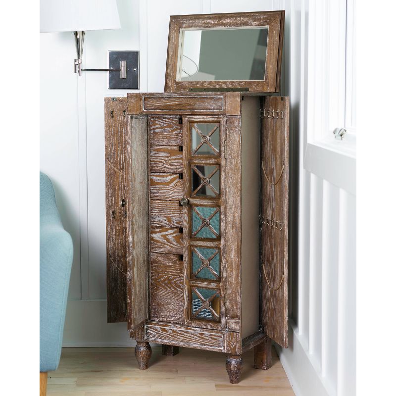 Celine Standing Jewelry Armoire Ceruse Oak Brown - Hives & Honey