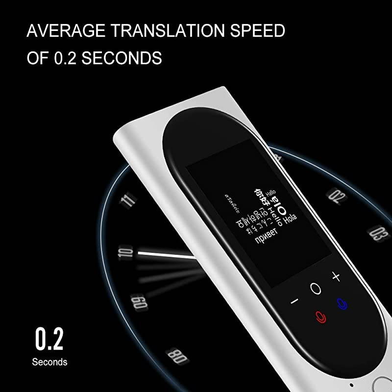 Mini AI Translator Device with Camera Translation Function, 106 Languages Instant Two-Way Voice Translation, Noise-Cancelling &hellip; (White)