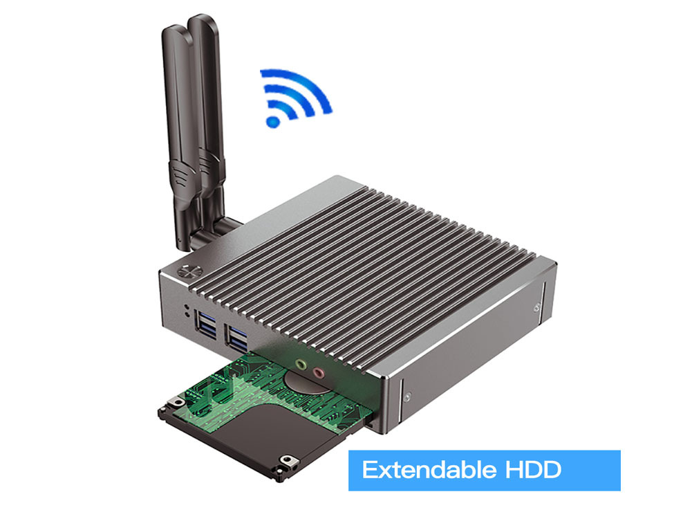 Desktop Computer Fanless Mini PC Windows 10 OEM/Linux with Intel Celeron N2940 Quad Core CPU, Dual Lan, Dual HD Port, 8G RAM 128G SSD